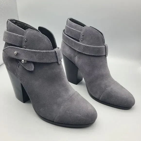Rag Bone Harrow Dark Grey Suede Booties Ankle Boots EU Size 38